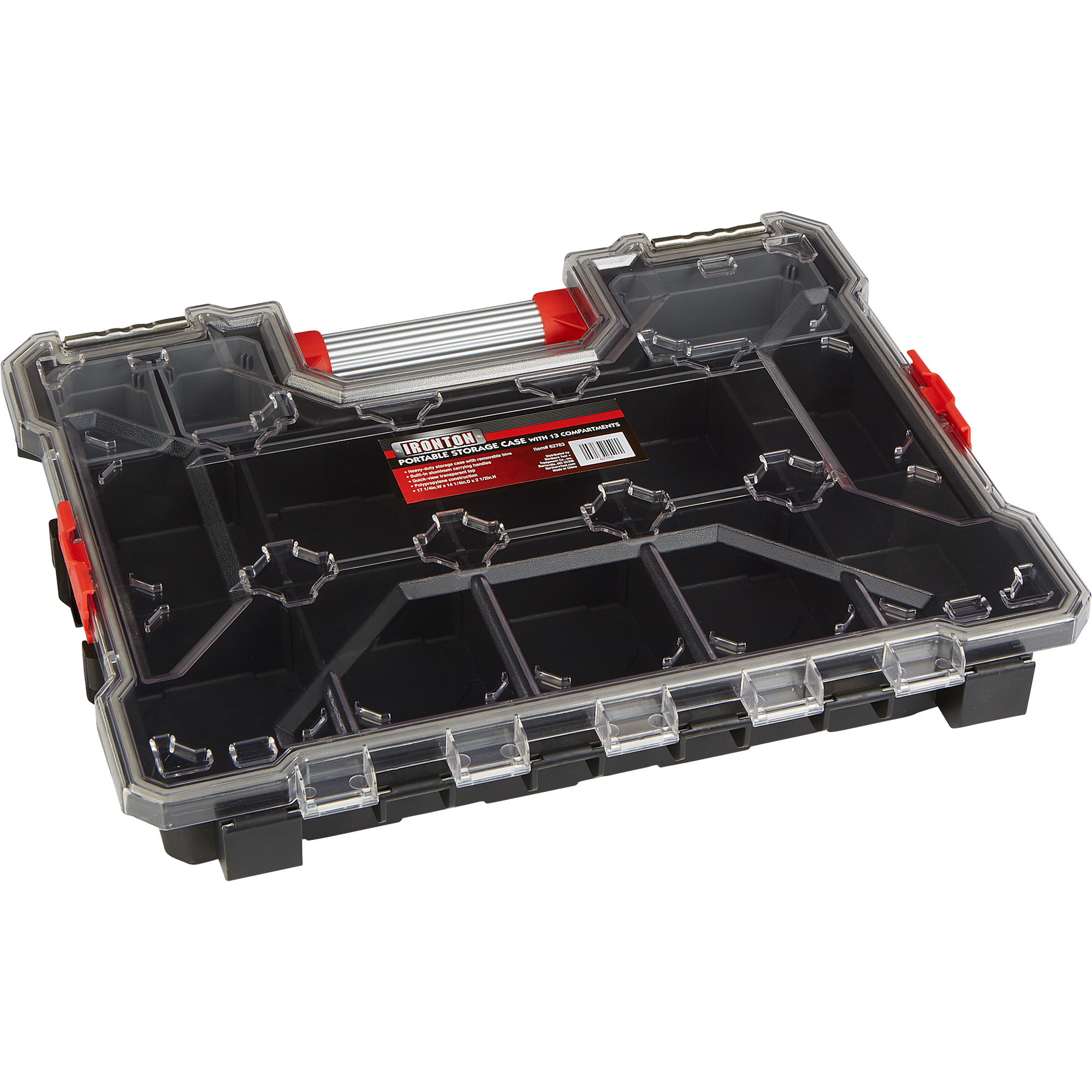 Ironton Portable Storage Case with 13 Compartments — 17 1/4in.W x 14 1